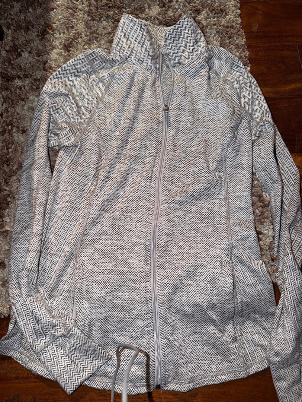 Old Navy Light Gray Herringbone Full-Zip Jacket